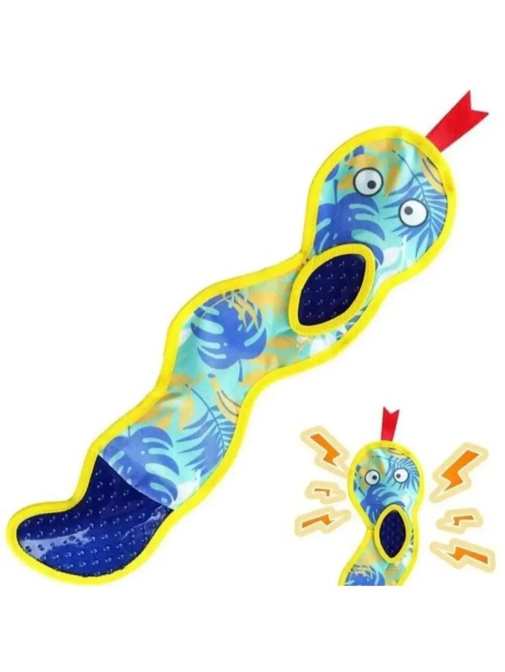 Dog Toy Snake Crinkle Squeak Blue & Yellow Snake Dog Toy New